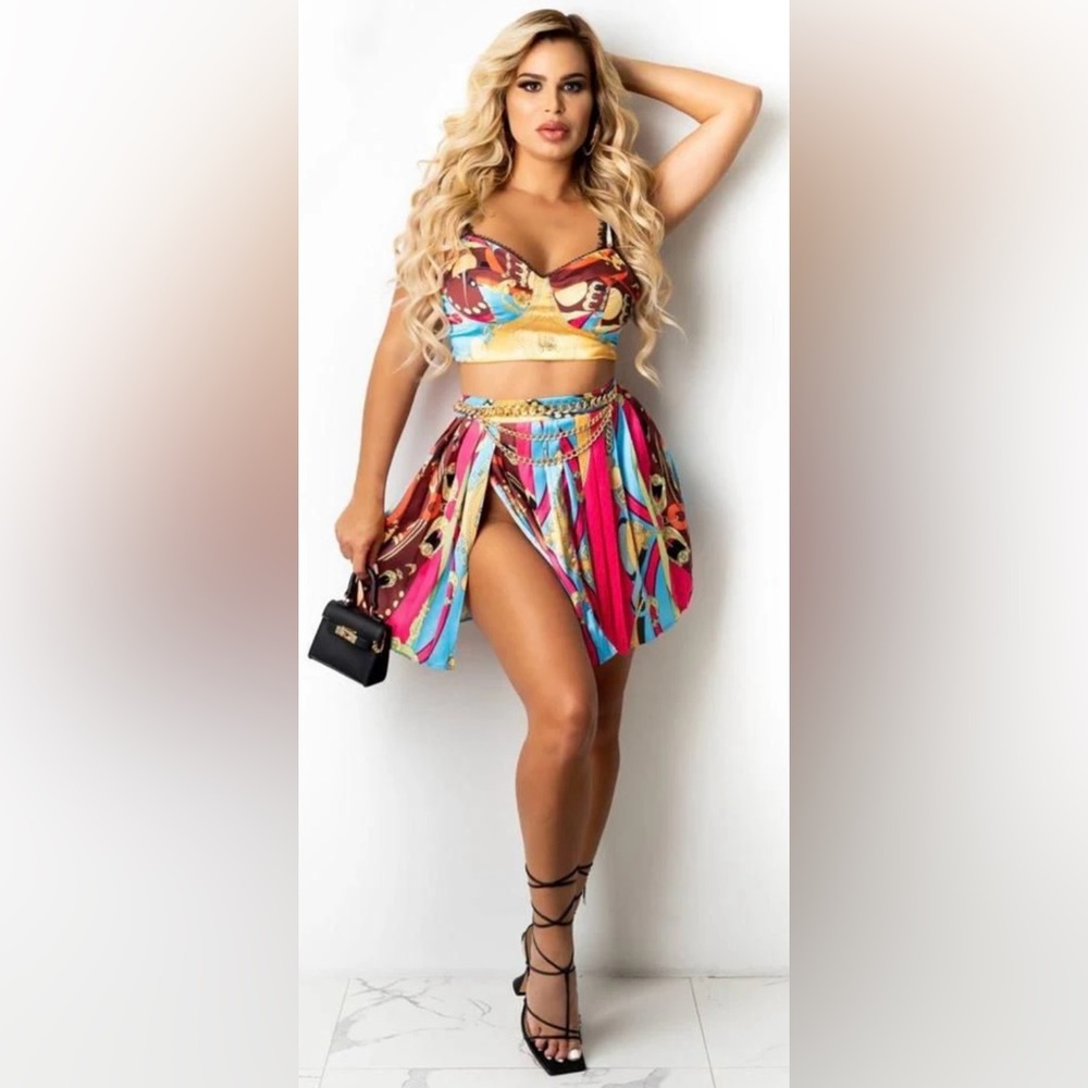 2 pc mini skirt set